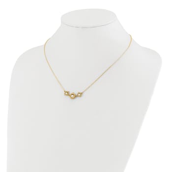 14K Yellow Gold Polished Freshwater Cultured Pearl Flower 16-inch with
2-inch Extension Necklace