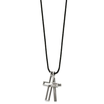 Men's Cross Pendant With Chain In Titanium