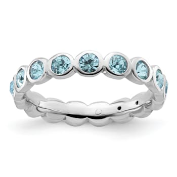 Sterling Silver Stackable Expressions Blue Crystal Ring