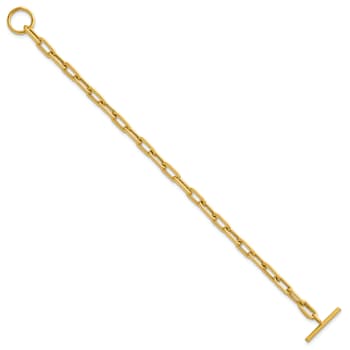 14K Yellow Gold Paperclip Link 7.5 Inch Toggle Bracelet