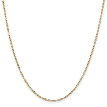 14K Yellow Gold 1.8mm Diamond-cut Round Open Link Cable Chain Necklace