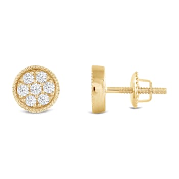 White Cubic Zirconia 14k Yellow Gold Earrings With Velvet Gift Box 0.40ctw