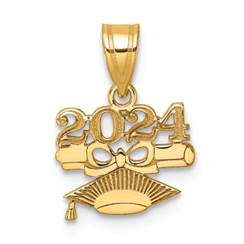 14K Yellow Gold Graduation Cap and Diploma 2024 Charm