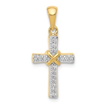 14K Yellow Gold 1/6ct. Diamond Latin Cross Pendant