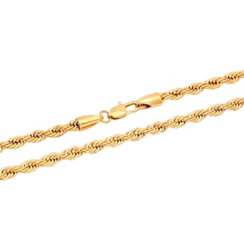 Robert Alton Men's Yellow Rope Chain Necklace 5mm In Ion-Plated
Stainless Steel 24 Inch