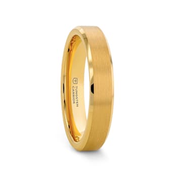HONOR Gold-Plated Tungsten Beveled Polished Edges Flat Ring with Brushed
Center 4mm