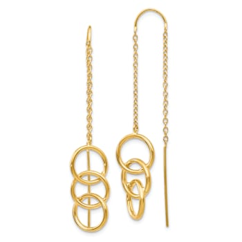 14k Yellow Gold Triple Circle Dangle Earrings
