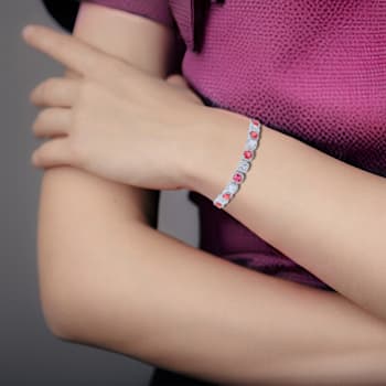 Peach Orange Lab Created Padparadscha and White Sapphire Orange Bracelet
for women