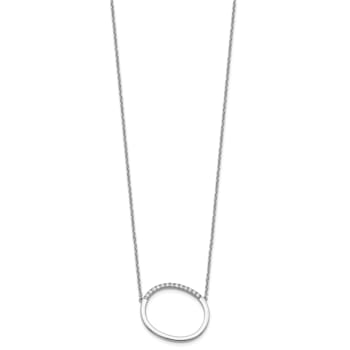 Rhodium Over 14k White Gold Sideways Diamond Initial O Pendant Cable
Link 18 Inch Necklace