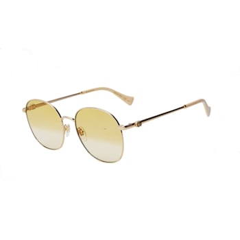Gucci Gold Tone and Cream Frame / Yellow Lens Sunglasses