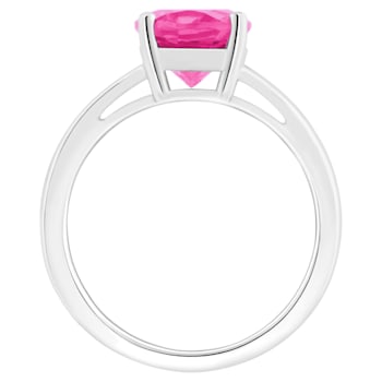 10x8mm Oval Pink Topaz Rhodium Over Sterling Silver Ring