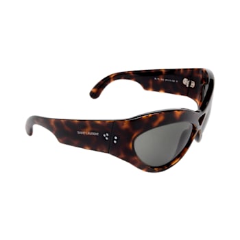 Saint Laurent Brown Havana Wrap Around Frame / Gray Lenses Sunglasses