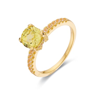 Round Lab Created Yellow Sapphire with White Topaz Accents 18K Yellow
Gold Over Sterling Silver Ring