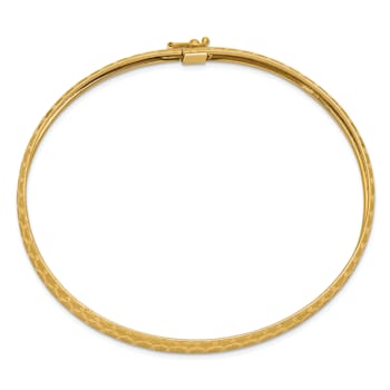 14K Yellow Gold Hexagonal Design Diamond-cut Flexible Bangle