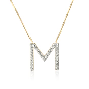 Lab-Grown Diamond Initial M Necklace In 14K Gold Over Sterling Silver 0.50ctw