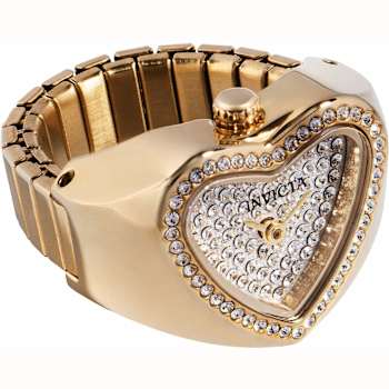 Invicta Mini 18.5mm White Dial Yellow Stainless Steel Band Quartz Ring Watch