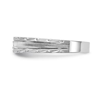 Rhodium Over 14K White Gold AA Quality Trio Ladies Wedding Band