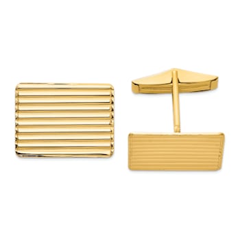 14k Yellow Gold Men's Grooved Cuff Links