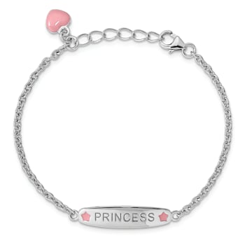 Rhodium Over Sterling Silver Enameled PRINCESS with 1-inch Extender
Children's Bracelet