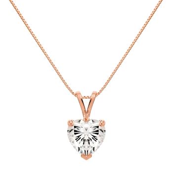 White Cubic Zirconia 14k Rose Gold Pendant With Chain 2.00ctw
