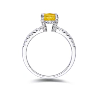 Yellow Lab Created Sapphire with White Topaz Accents Rhodium Over
Sterling Silver Solitaire Ring