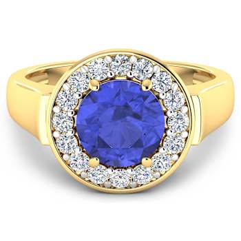 2.5ctw Violet Tanzanite and Diamond 14K Yellow Gold Halo Ring