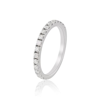 White Moissanite Rhodium Over Sterling Silver Eternity Band Ring, 0.70ctw