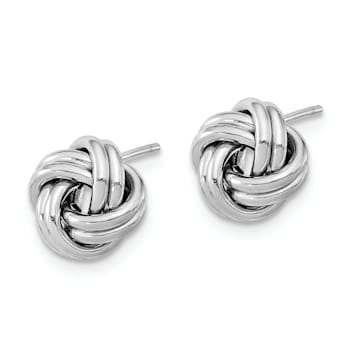 Rhodium Over 14k White Gold 9mm Polished Double Love Knot Stud Earrings