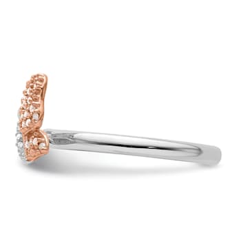 14K Rose Gold Over Sterling Silver Stackable Expressions Diamond
Butterfly Ring 0.05ctw