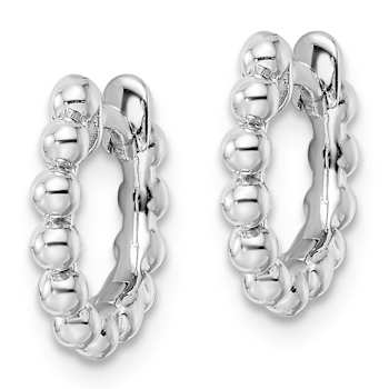 Rhodium Over Sterling Silver Beaded Hoop Earrings