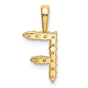 14K Yellow Gold Lab Grown Diamond Letter F Initial Pendant