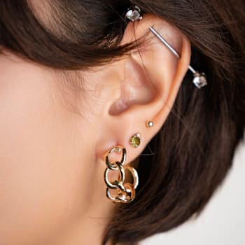 14K Yellow Gold Over Brass Chunky Link Acrylic Hoops