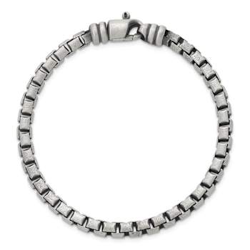 Sterling Silver Antiqued and Satin 5.0mm Box 8 Inch Chain