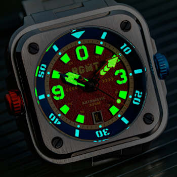 RGMT Pershing Red Dial White Bezel White Stainless Steel Band Automatic Watch