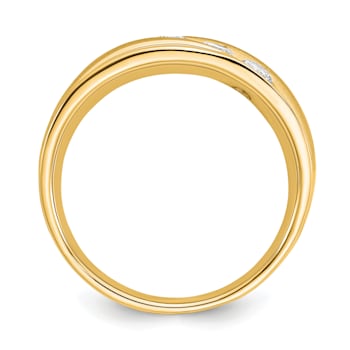 14K Yellow Gold Lab Grown Diamond SI1/SI2, G H I, Men's 3-stone Band