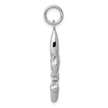 Rhodium Over 14k White Gold Solid Polished 3D Fleur-De-Lis Charm