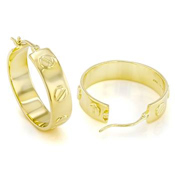 Nail Head Textured Hoop Earrings In 18k Gold Over Sterling Silver