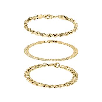 Set of 3 Gold-Tone Chain Bracelets