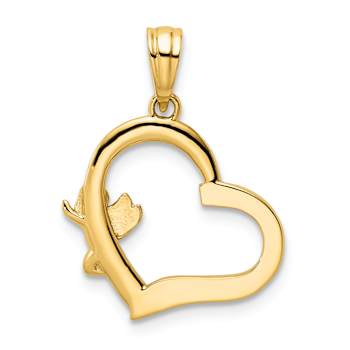 14K Two-tone Gold Cherub On Heart Pendant