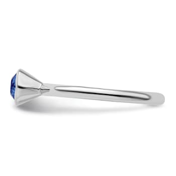 Sterling Silver Stackable Expressions High 5mm Blue Crystal Ring