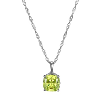 Green And White Cubic Zirconia Platinum Over Silver August Birthstone
Pendant With Chain 6.98ctw