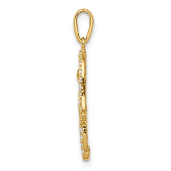 14k Yellow Gold Multi-colored Cubic Zirconia Hamsa Pendant