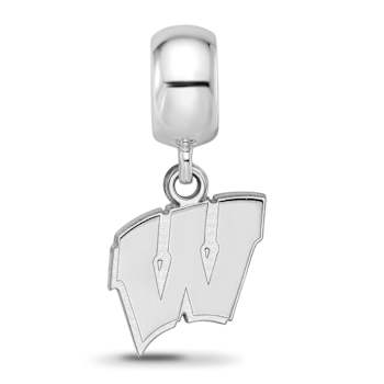 Sterling Silver Rhodium-plated LogoArt University of Wisconsin Small
Dangle Bead