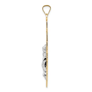 14k Yellow Gold and 14k White Gold Solid Polished Fancy Cross Pendant