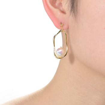 Pear Shape Pearl Drop Earrings In 14K Gold Over Sterling Silver