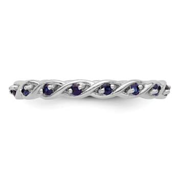 Sterling Silver Stackable Expressions Lab Created Sapphire Ring 0.33ctw