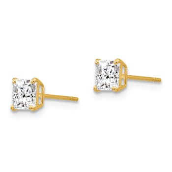 14K Yellow Gold Cubic Zirconia Stud Post Earrings