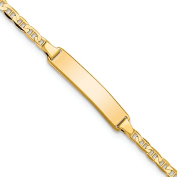 14k Yellow Gold Flat Mariner Link ID Bracelet