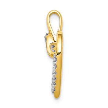 14k Yellow Gold and Rhodium Over 14k Yellow Gold Diamond Heart Pendant