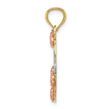 14k Tri-color Gold Textured Mom in Heart Pendant